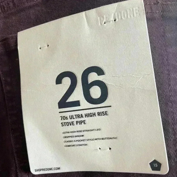 NEW Re/Done Jeans 70s Ultra High Rise Stove Pipe Washed Plum - Picture 11 of 13